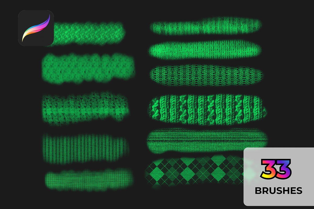KNITTING brushes for PROCREATE, a Brush Add-On by Graphics Resources (Photo 4 of 8)
