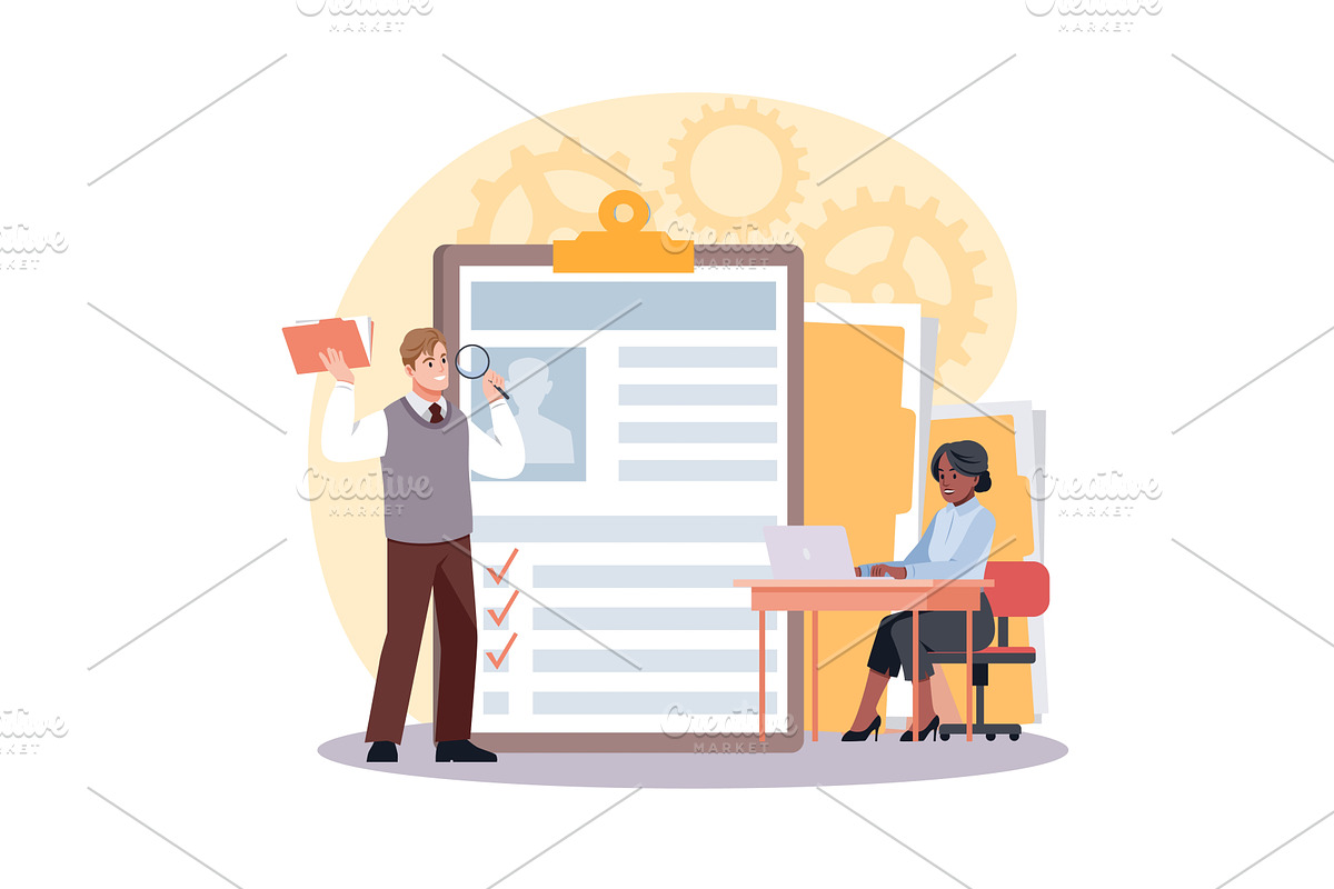 Recruiters and managers looking for, a Finance Illustration by YummyBuum