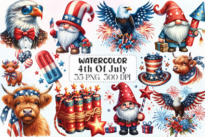 Watercolor 4th Of July Clipart, an Illustration by CraftArtStudio
