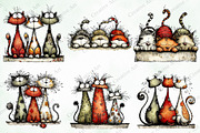 Whimsical Christmas Cats Clipart, an Illustration by Creative Art (Thumbnail 8 of 13)
