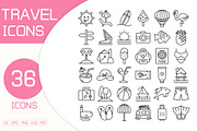 Travel and Beach Line Icons Set, an Icon by Designfour (Thumbnail 1 of 7)