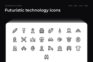 Futuristic technology icons, an Outline Icon by Wencory