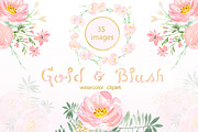 Gold & blush watercolor flowers, an Illustration by LABFcreations (Thumbnail 4 of 6)