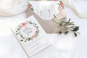 Pink watercolour floral wedding set