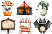 Watercolor Spooky Circus Clipart, an Illustration by Designking (Thumbnail 2 of 4)