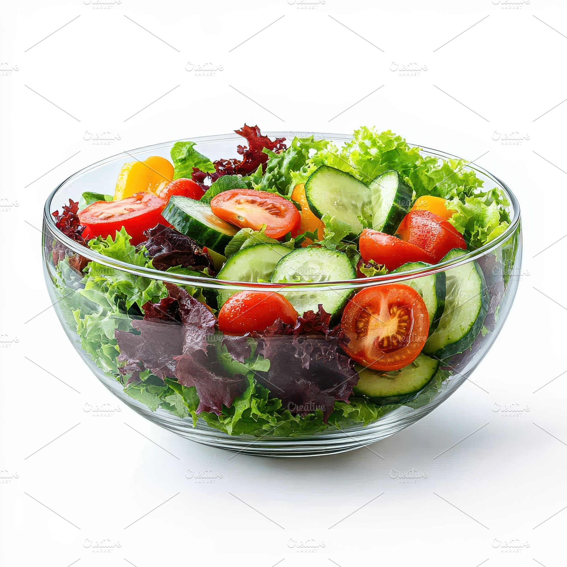 Fresh Vegetable Salad in Glass Bowl, a Food & Drink Photo by Pixeness Studio