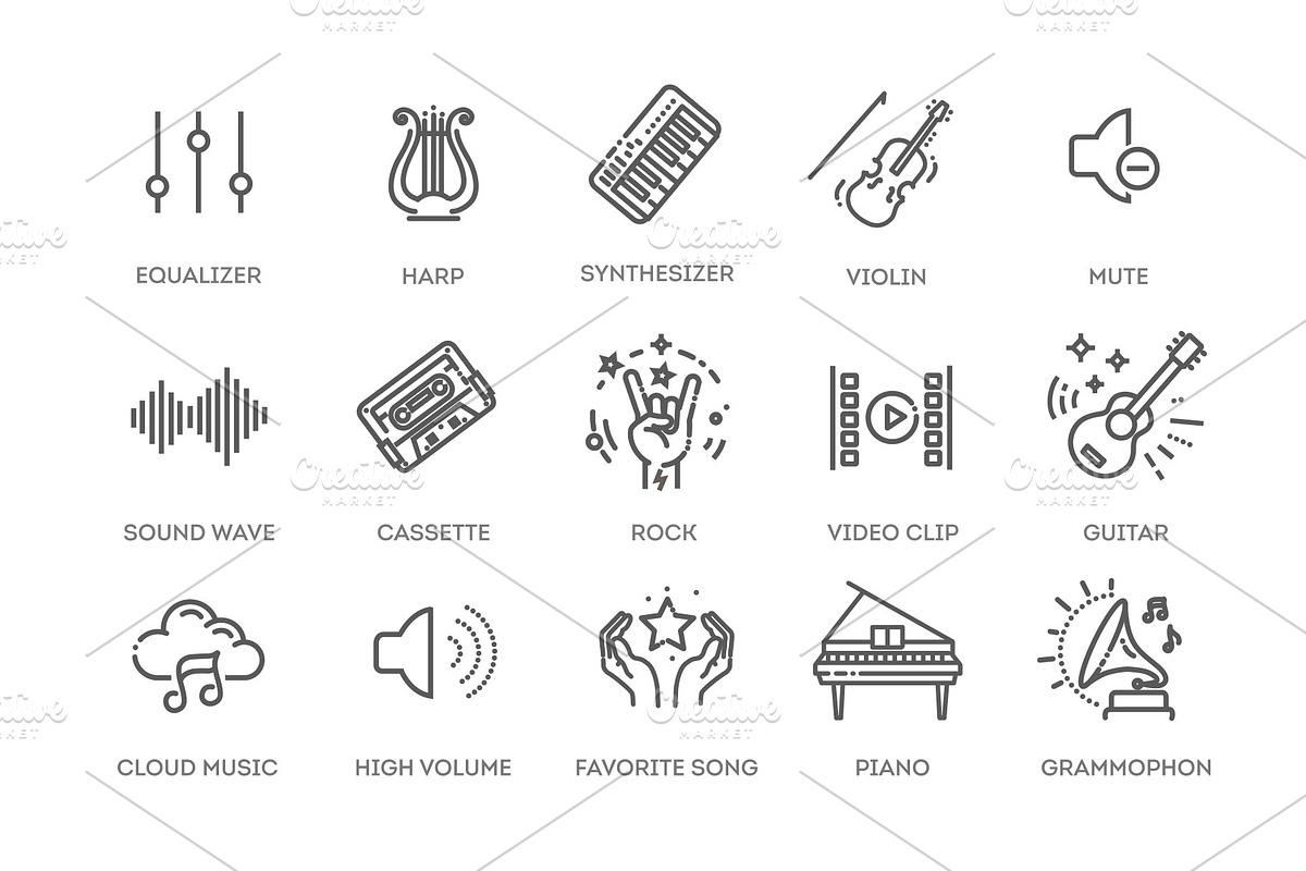 Music Icon Set, an Object Graphic by Tettygreen (Photo 2 of 3)