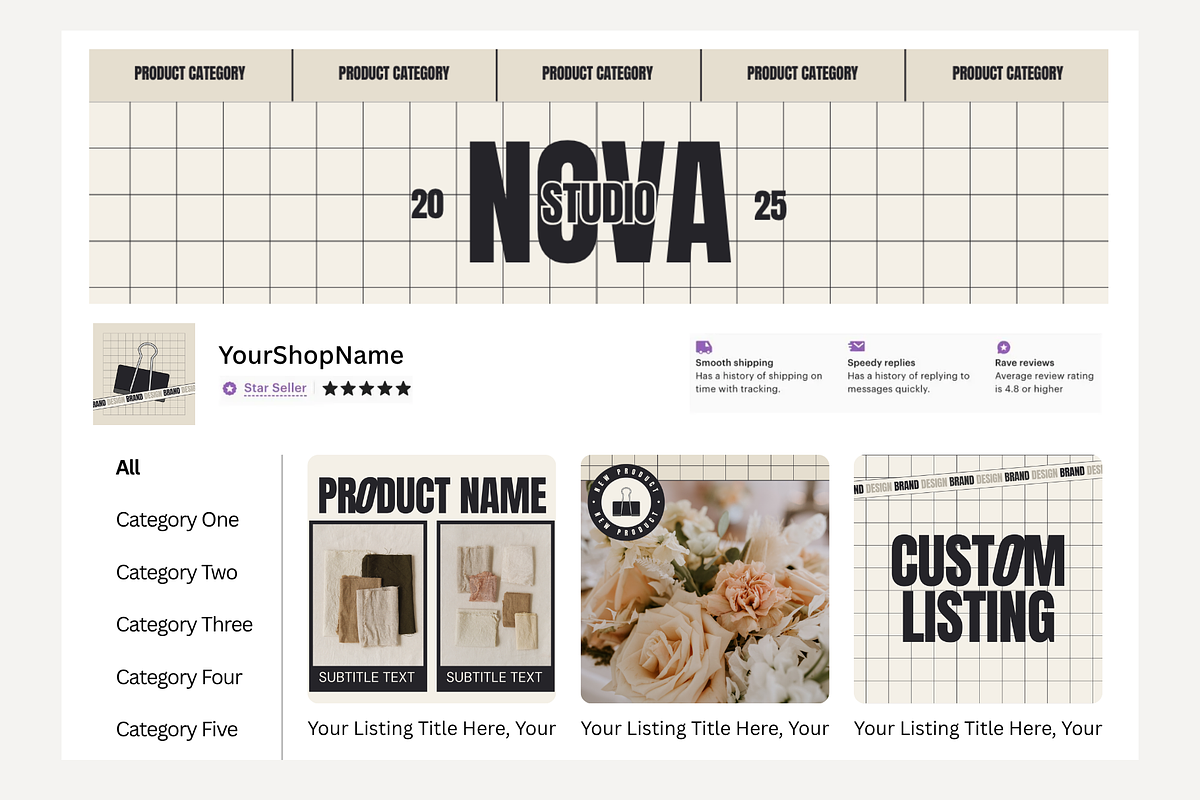 Modern Beige Etsy Shop Kit Template, a Branding & Logo Template by Anna Design Studio (Photo 7 of 8)