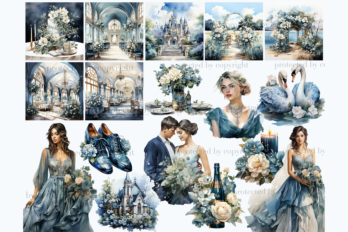 Blue Wedding Clipart Bundle, a Person Illustration by GlamArtZhanna (Photo 3 of 5)