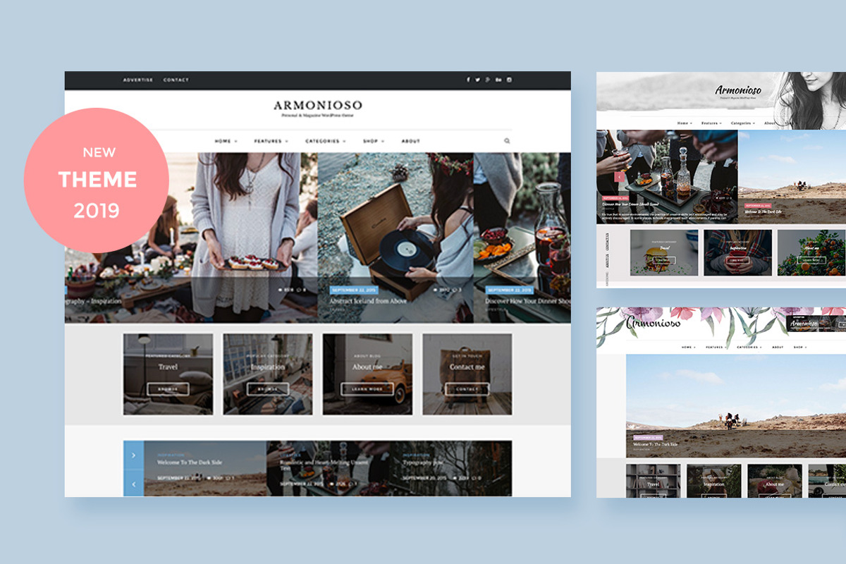 Armonioso Personal & Magazine Theme, a WordPress Template by Creanncy (Photo 1 of 5)