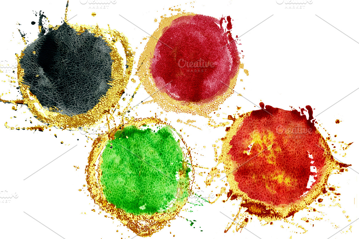 Watercolor brush strokes with gold, a Decorative Illustration by Watercolor fantasy (Photo 3 of 6)
