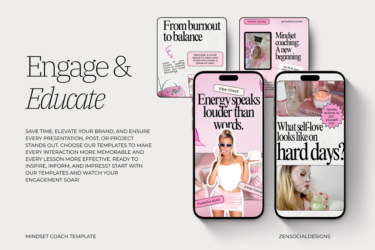 Pink Mindset Coach Instagram Template preview 8