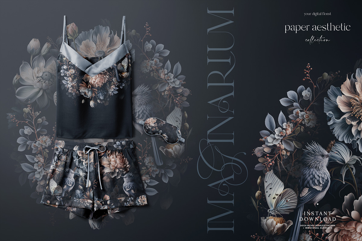 Dark Floral Luxury Wallpaper, a Wallpaper Graphic by paper aesthetic (Photo 4 of 9)