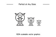 Cute Monster Avatars Illustrations, an Outline Icon by Designfour (Thumbnail 7 of 7)