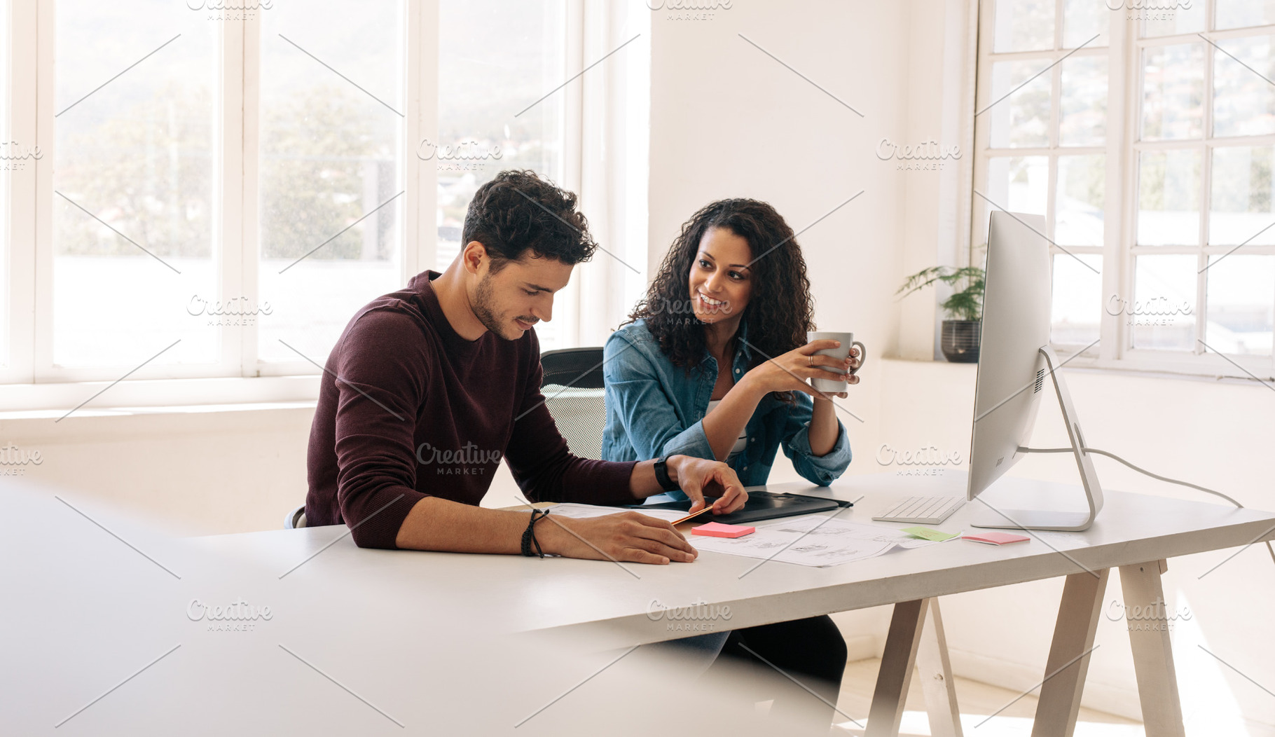 Business colleagues sitting together stock photo containing business and, a Business Photo by Jacob Lund