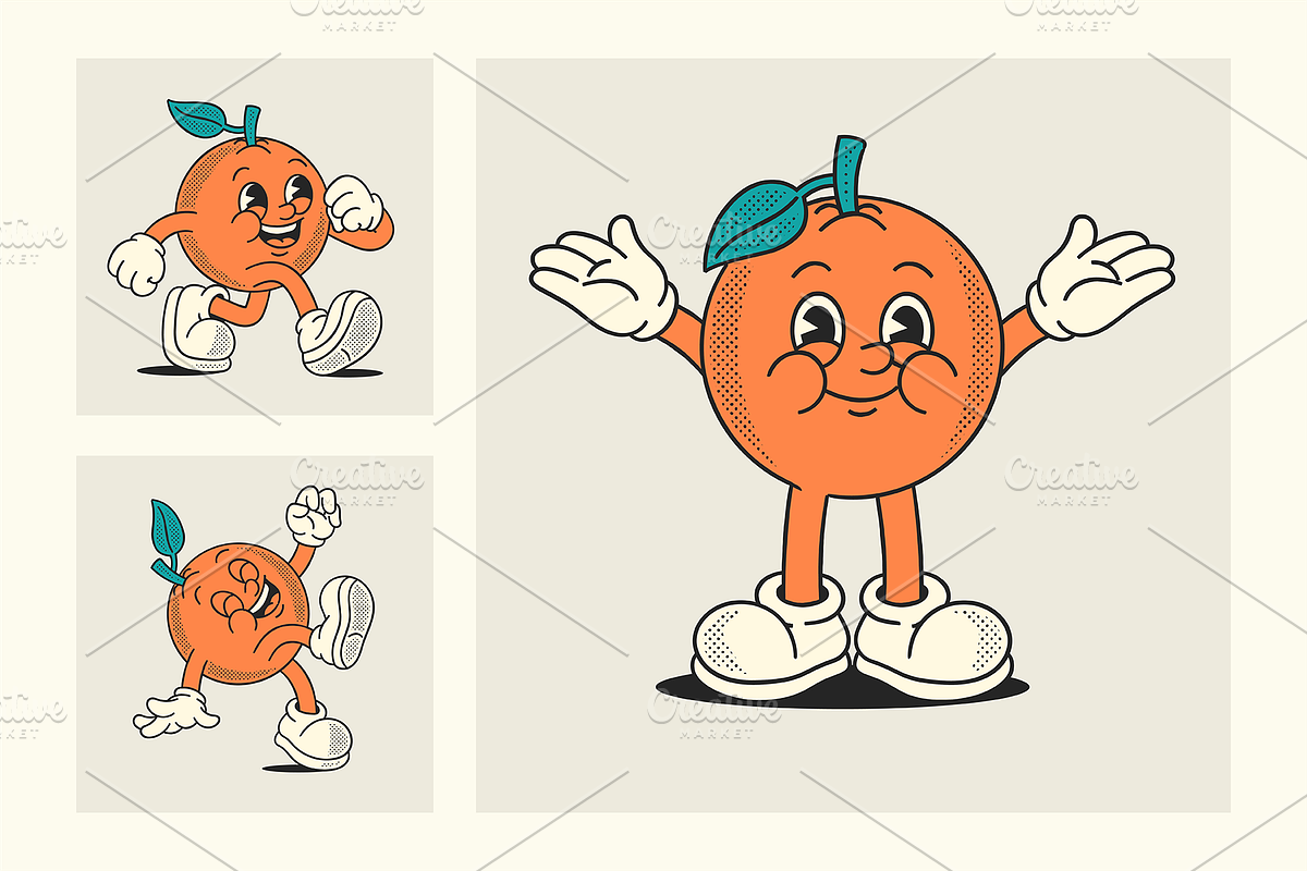 Orange Fruit Cartoon Character, a Food Illustration by ™Creasi (Photo 4 of 7)
