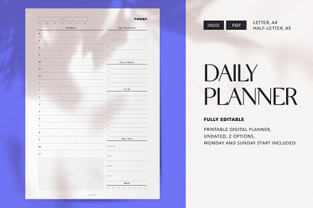 Undated Daily Planner / Printable, a Stationery Template by PickMimi