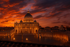 White smoke Sunset Vatican City, a Photo by LiliGraphie