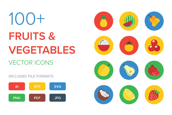100+ Fruit and Vegetable Vector Icon preview 6