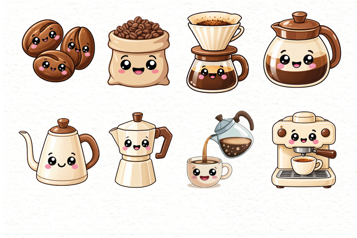 Kawaii Coffee and Bakery Clipart, a Food Illustration by Villa 11 Estudio (Photo 5 of 8)