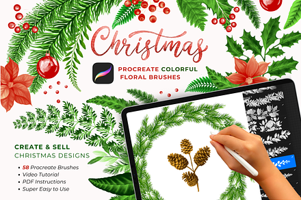 Christmas Procreate Brushes Bundle, a Brush Add-On by Red Ink