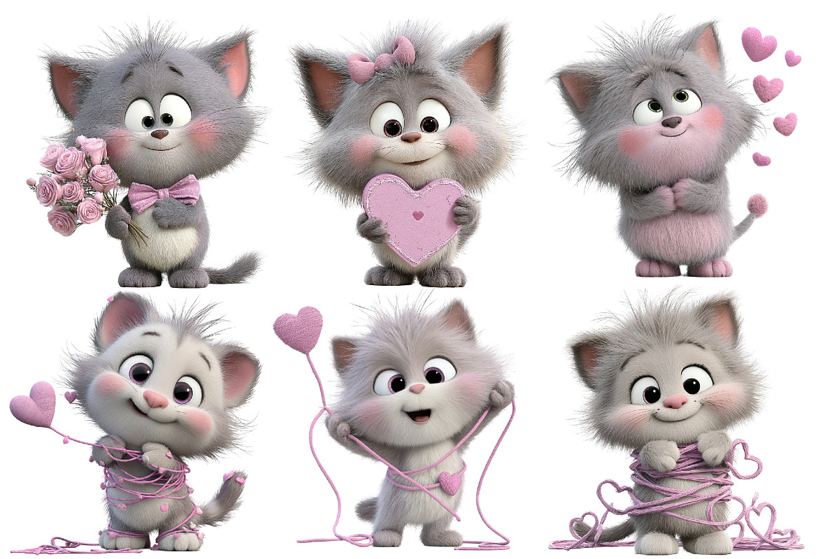 Valentine cat clipart, an Illustration by Designworld (Photo 4 of 5)