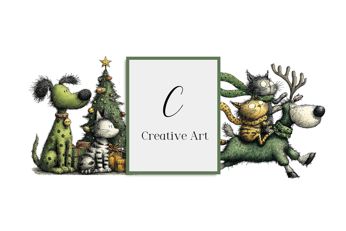 Whimsical Christmas Dog & Cat Bundle, an Illustration by Creative Art (Photo 10 of 11)