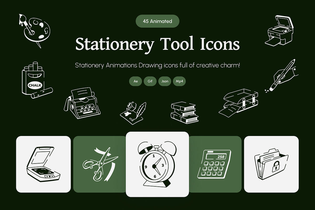 Animated Stationery Tools Drawing, an Outline Icon by Vectors Market (Photo 1 of 4)