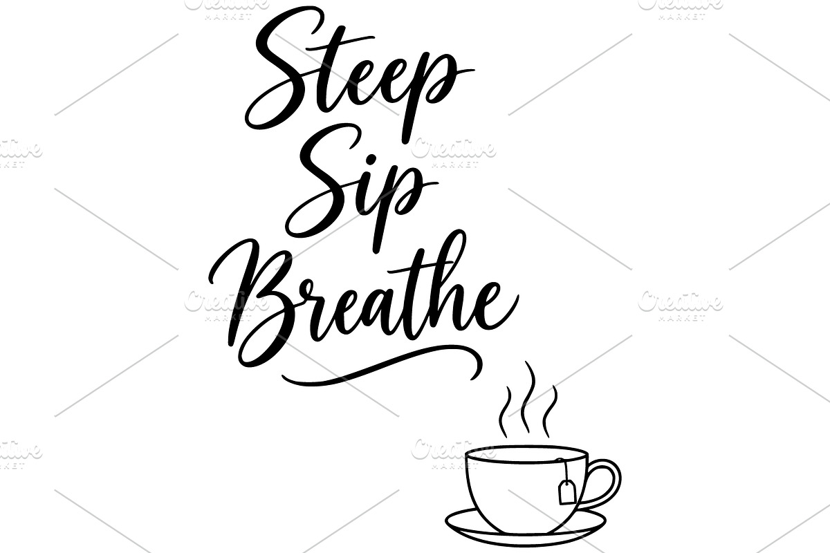 Steep Sip Breathe Tea Line Art, an Object Illustration by Ghagra (Photo 2 of 7)