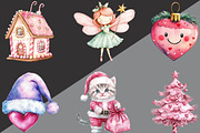 Pink Sweet Cute Christmas Clipart, an Illustration by Black Bird Studio (Thumbnail 3 of 6)