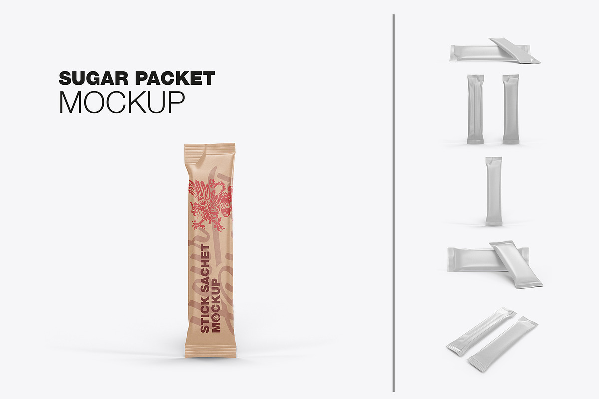 Stick Sachet Mockup, a Packaging Mockup by OneVectorStock