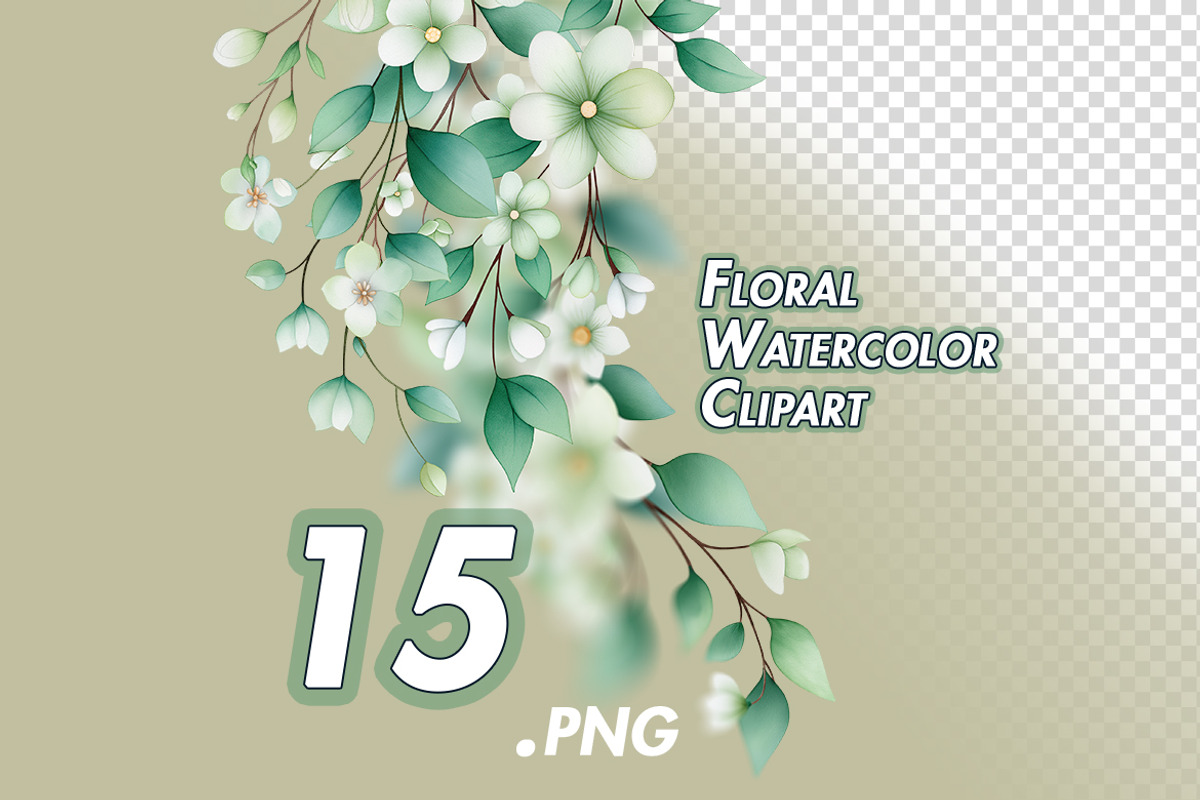 Floral Watercolor Clipart, a Decorative Illustration by BazziBa♥ (Photo 1 of 12)