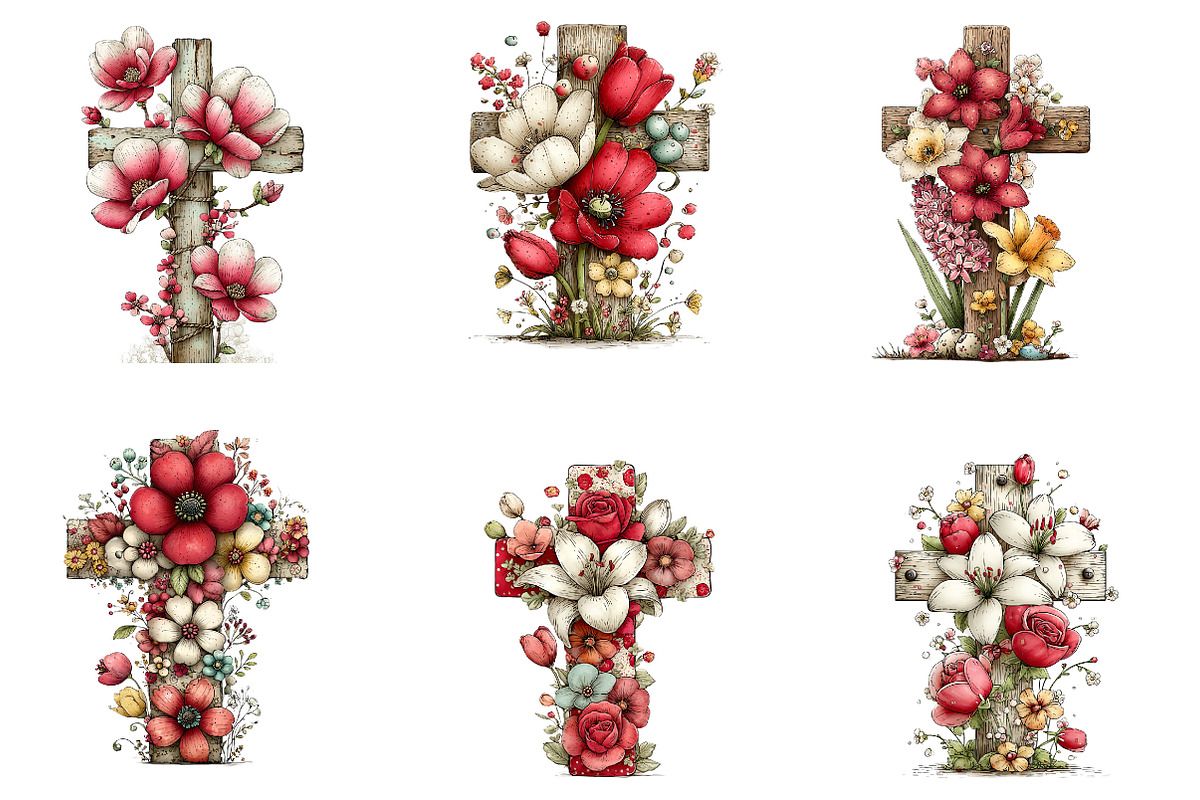Floral Easter Cross Clipart, an Illustration by CreationArt (Photo 2 of 6)