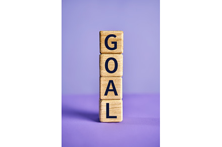 The word GOAL on wooden blocks over