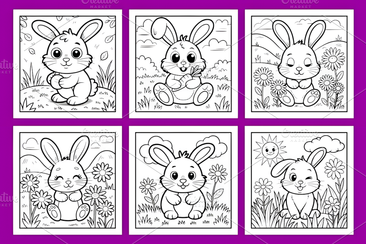 Little Bunny Big Joy Coloring Pages, an Animal Illustration by Coco Bloom (Photo 3 of 6)