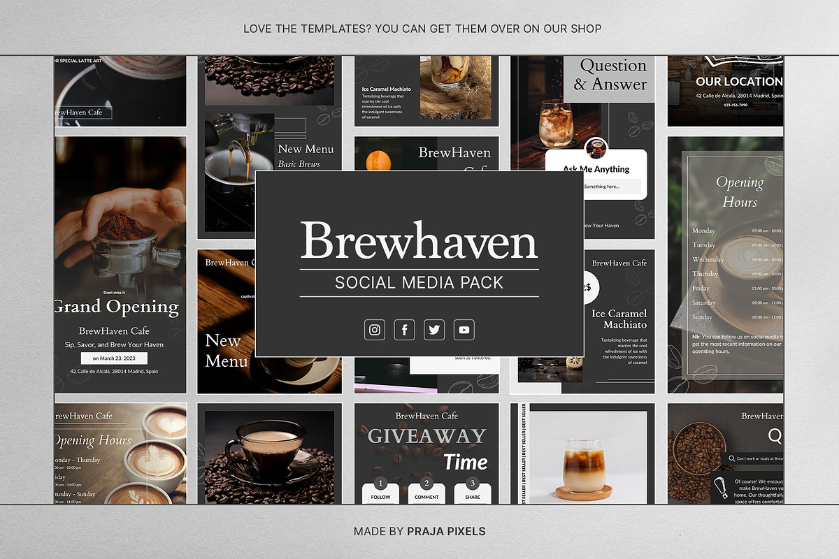 Brewhaven | Coffee Social Media Kit, a Social Media Template by prajapixels (Photo 6 of 6)