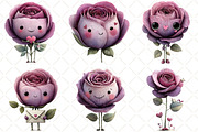 Quirky Valentine Rose Flower Clipart, an Illustration by Black Bird Studio (Thumbnail 2 of 6)