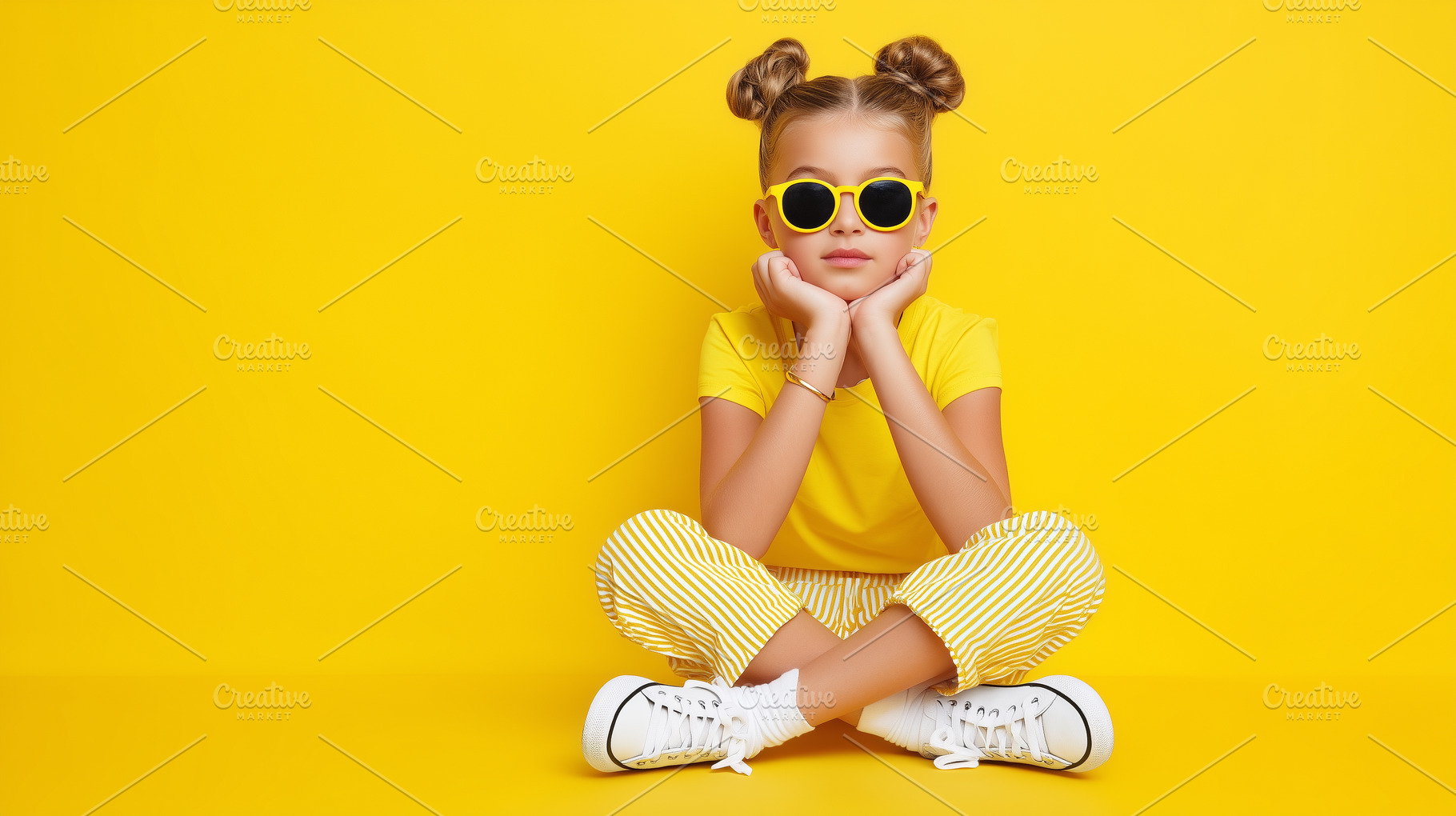 Stylish little girl in yellow glasse, a Person Photo by MistyDay