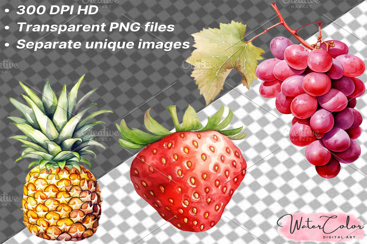 Sweet Fruits Collection Clipart, a Food Illustration by Watercolor Digital (Photo 4 of 8)
