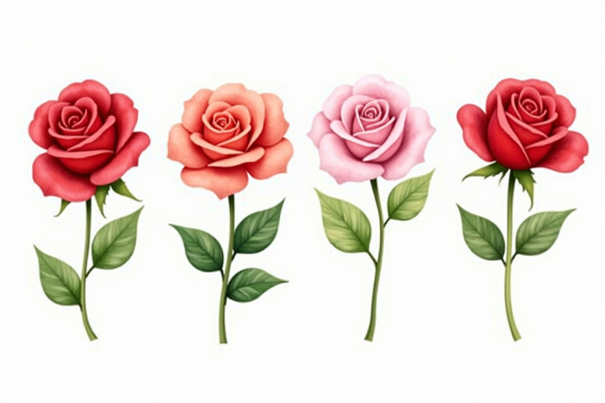 Romantic Watercolor Rose Clipart Set, an Illustration by hafijul (Photo 7 of 12)