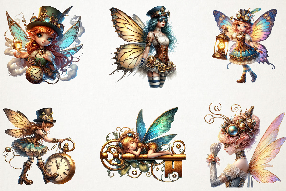 Steampunk Fairy Clipart PNG, an Illustration by RobertsArt (Photo 2 of 4)