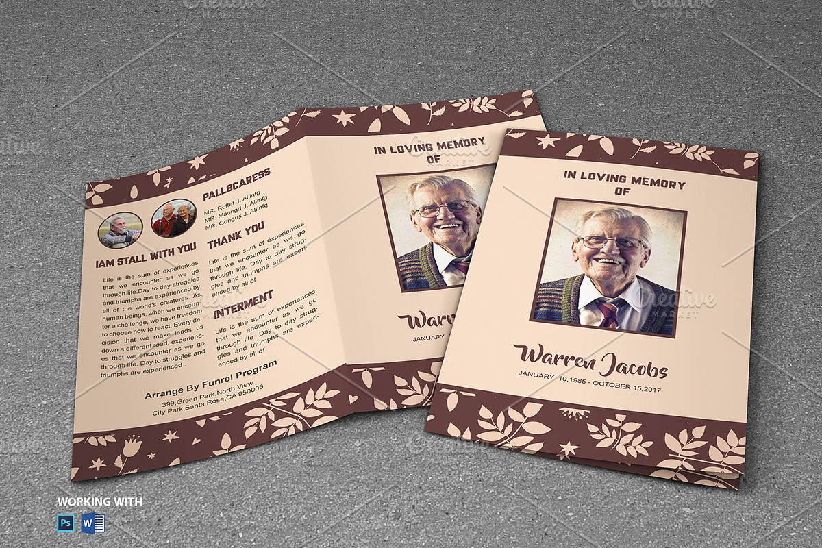 Funeral Program Template Printable, a Brochure Template by Madhabi Studio (Photo 1 of 5)