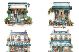 Watercolor French Cafe Clipart