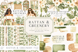 Rattan & Greenery Collection, a Seasonal Illustration by PeDe Designs