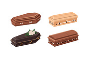Coffins, funeral wood caskets set, an Object Illustration by Good Studio (Thumbnail 2 of 3)