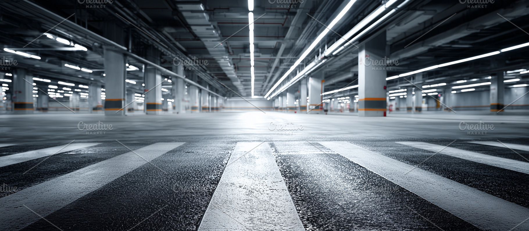 Modern underground parking garage, an Architecture Photo by MistyDay
