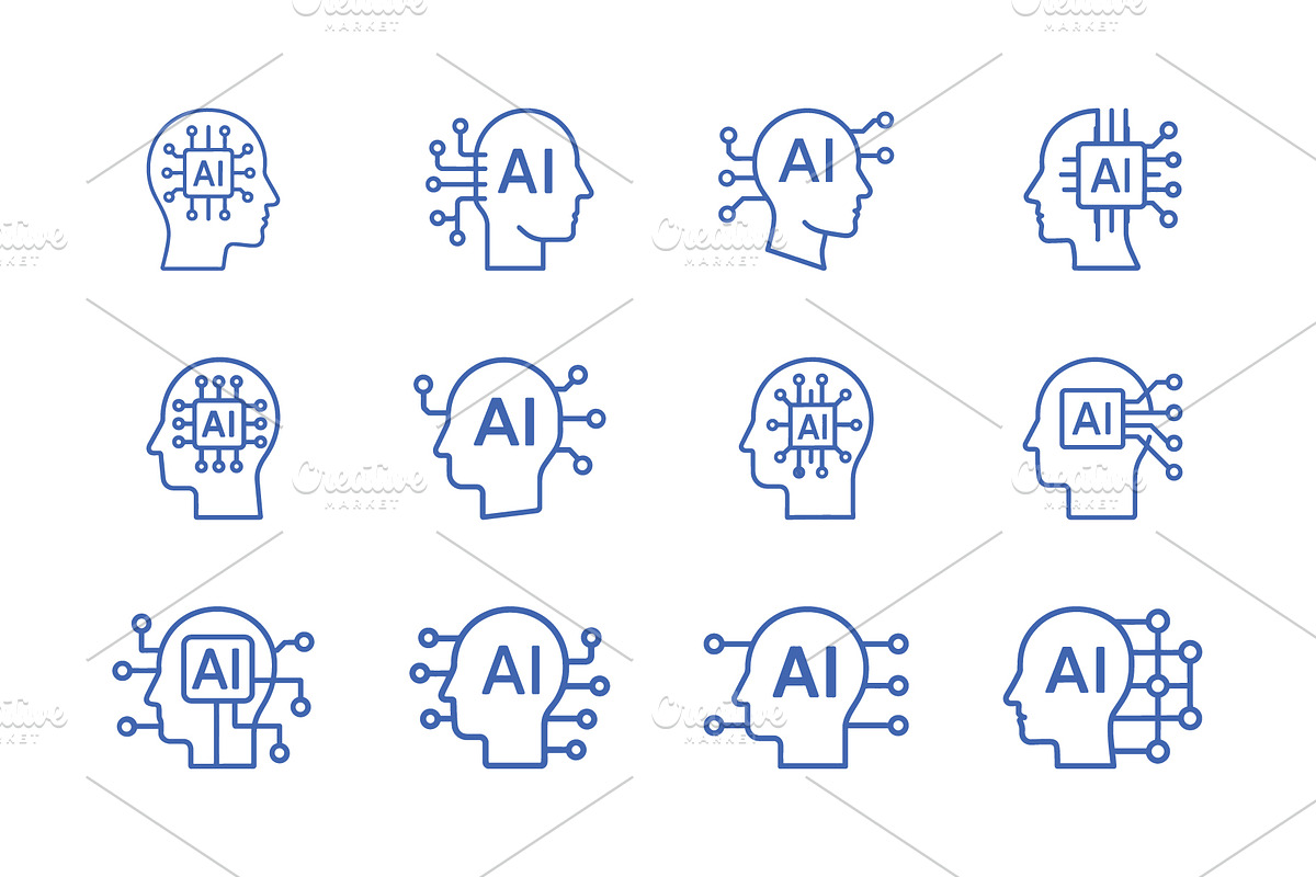 Artificial Intelligence Head Logos, a Branding & Logo Template by Vectorium Studio (Photo 2 of 2)