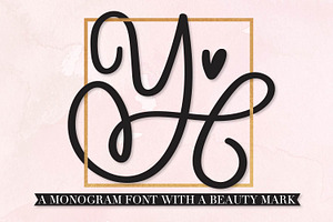 Scripty Monogram Font - With Hearts