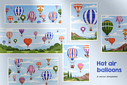 Hot air balloons flying templates, a Transportation Illustration by Good Studio (Thumbnail 1 of 8)