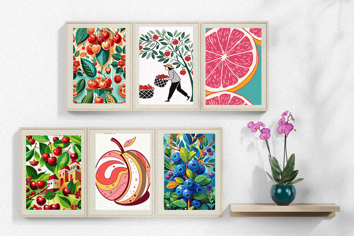 Fruit Gallery Wall Art Set, a Wallpaper Graphic by Helospace (Photo 5 of 10)